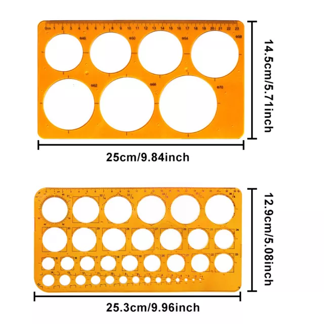 2pcs Multi Holes For Drawing Multifunctional Circle Stencil Set Plastic Template