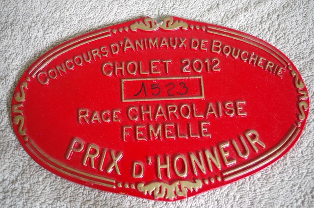 PLAQUE CONCOURS AGRICOLE Bovins Laitières 1Er Prix 1973 ! (N° 72 ) EUR