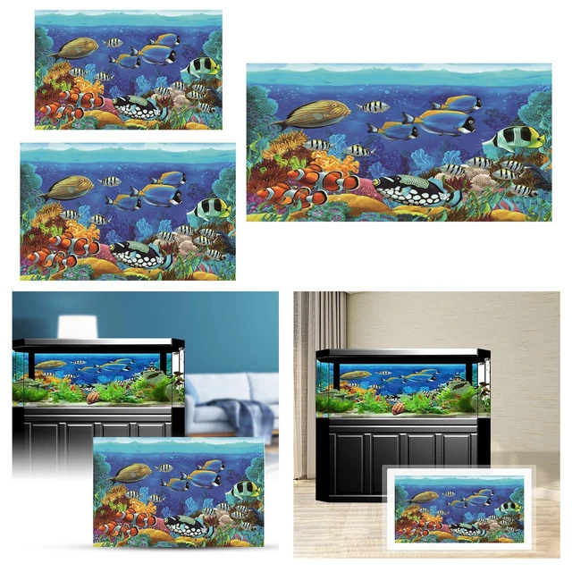 3D Aquarium Fond Autocollant Fish Tank Toile de Fond Affiche Adhésif Paysage