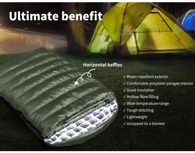 Mountview Sleeping Bag Double Bags Outdoor Camping Hiking Thermal -10℃ Tent 2