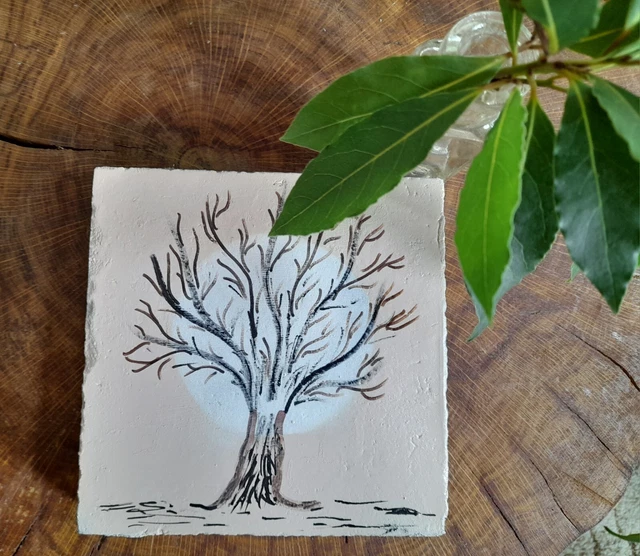 Reclaimed Terracotta Tiles -  Hand painted 15cmx15cm Unique Gift. Coaster