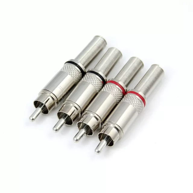 4 pcs High Quality Steel RCA Phono Plug Soldering Connector Adapter Terminal AV