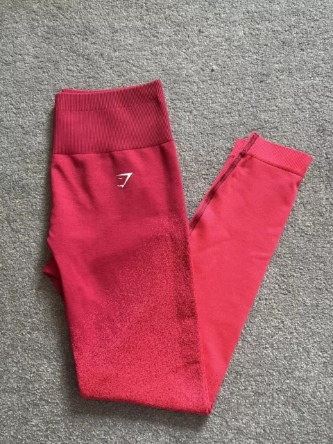GYMSHARK ADAPT OMBRE Seamless Leggings Pink Red Size Small - BNWOT