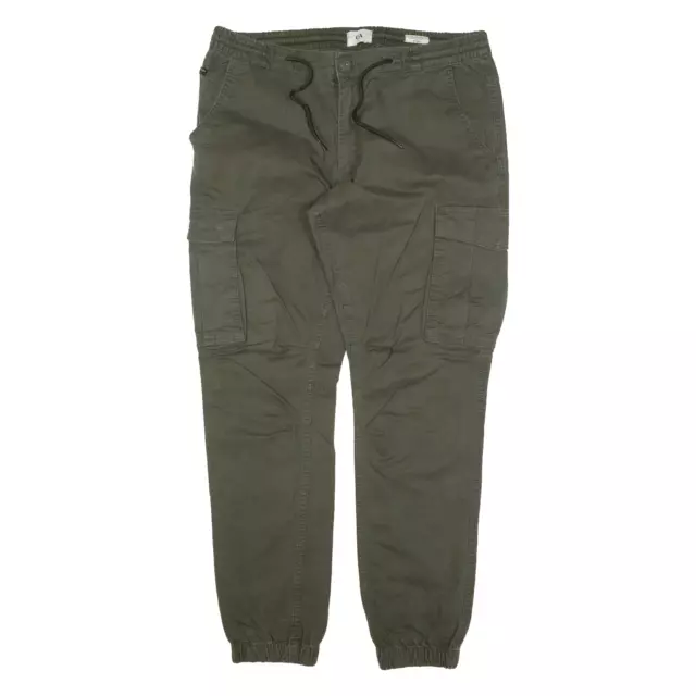 C&A Cargo Mens Trousers Green Regular Tapered W36 L32