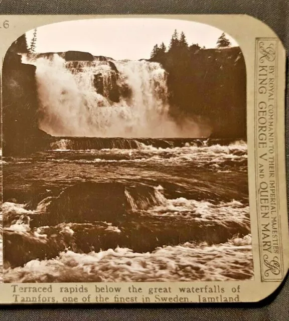 Sweden Stereoview Card C1910 Tannfors Waterfall Terraced Rapids Real Photo 3D