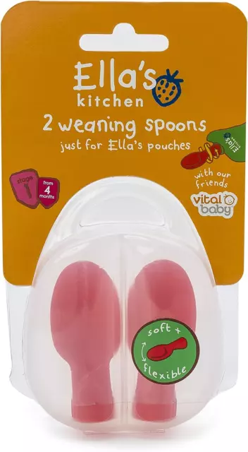 Vital Baby Ella's Kitchen Pouch Spoon Tips with Travel Case - Baby Weaning - and