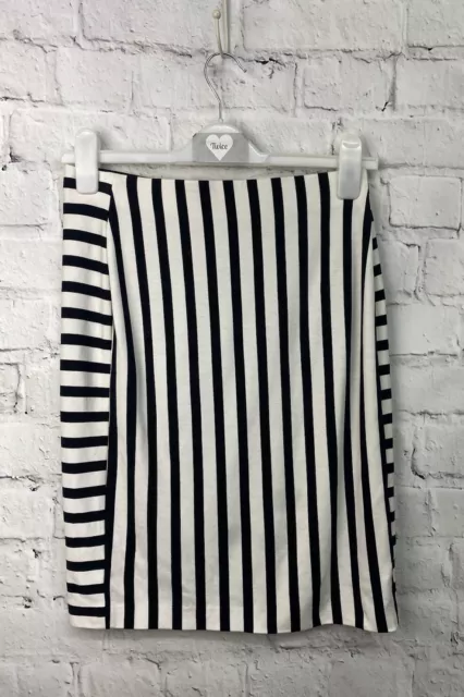 MARC CAIN Black & White Striped Jersey Pencil Skirt Size N2 Uk 10