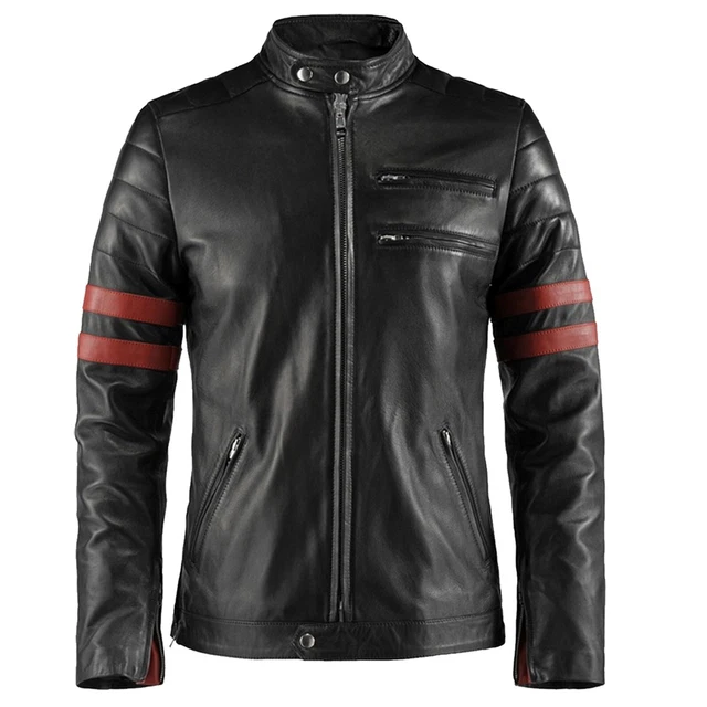 Giacca Biker Da Uomo Vintage Cafe Racer Nera Marrone Casual Slim Fit Real
