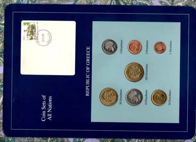 Coin Sets of All Nations Greece 1990-1994 UNC 100,50 Drachmes 1994 2 Drachmes 90