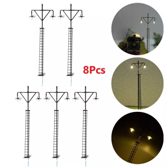 Enhance Your Model Railway with 8Pcs Warm White LED Street Lights for HO Scale