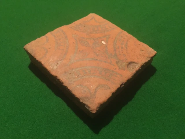 Medieval, encaustic floor tile, about 1200-1400