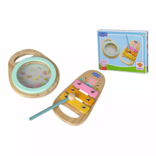 Eichhorn Peppa Pig Wutz Holz-Musikset 2-tlg. Handtrommel Xylophon Instrument