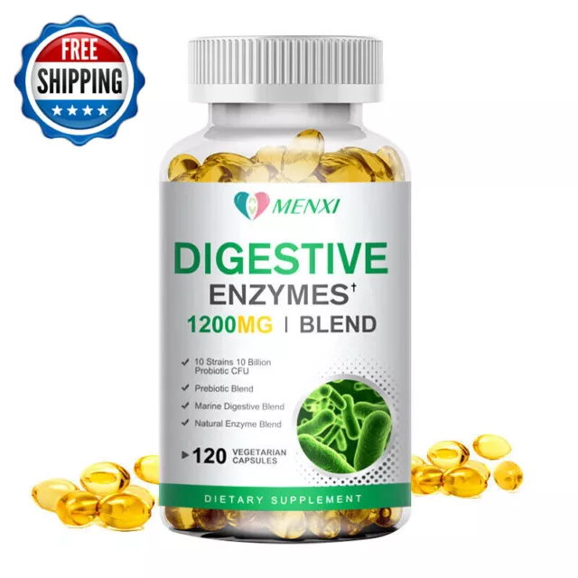 120 Digestive Enzymes Prebiotic & Probiotics Gas,Constipation & Bloating Relief