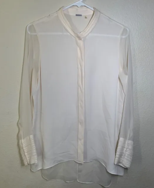 Elie Tahari White 100% Silk Blouse Size S