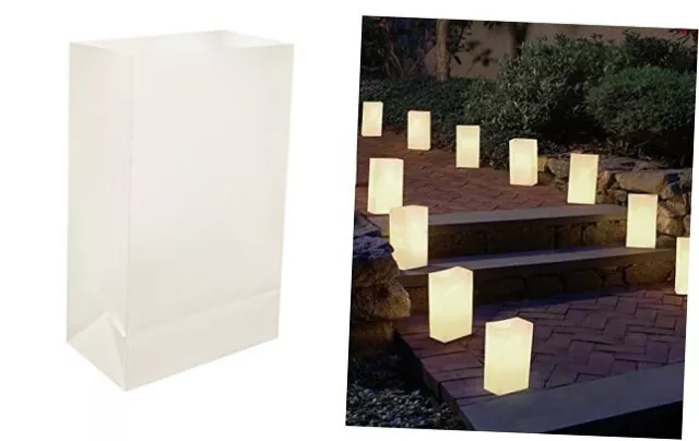 500100 Bags Plastic Luminarias White