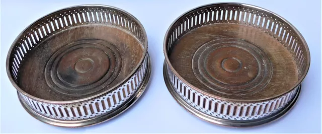 NO RESERVE Pair Silver Plated Champagne Wine Bottle Coaster Vintage Christmas