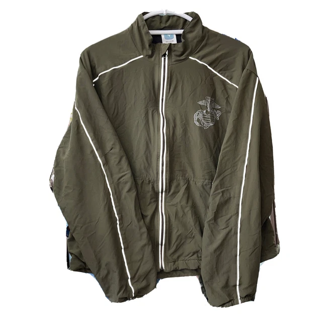Insport Marines Jogging Jacket Windbreaker Green USA Medium Short 22x23”