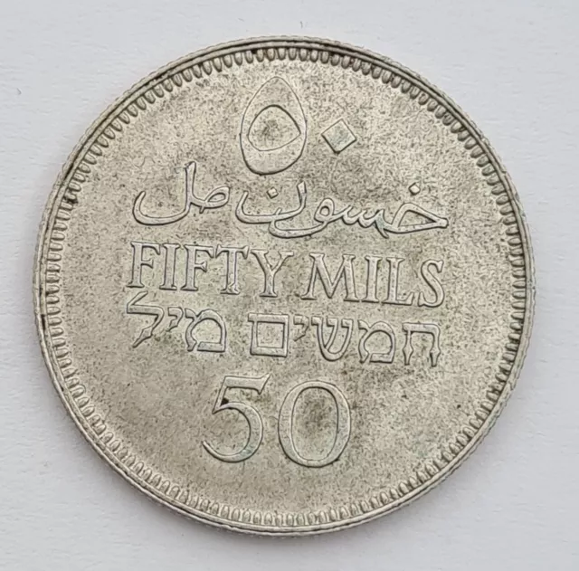 Palestine 50 Mils, 1940 SILVER COIN