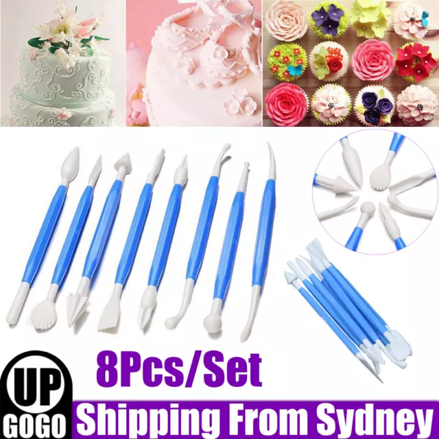 8pcs Fondant Cake Flower Decorating Clay Sugarcraft Modelling Cutter Tools Set