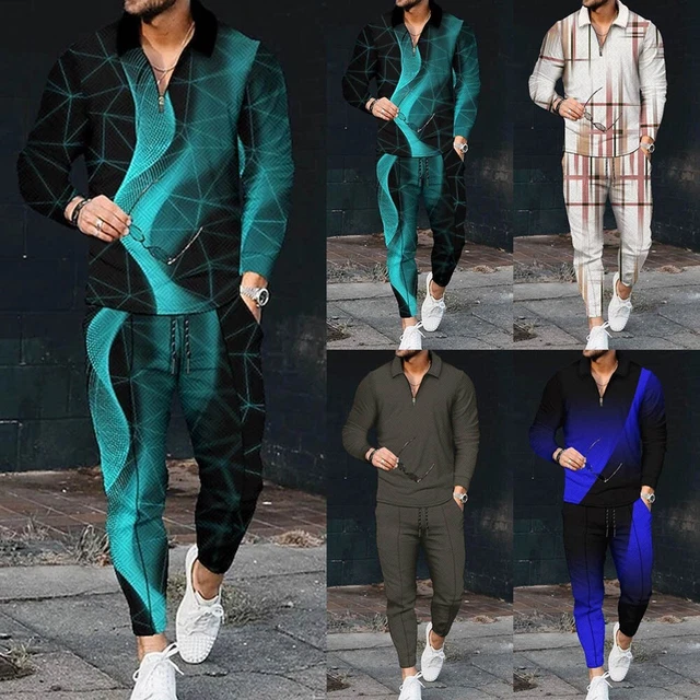 Set tuta sportiva slim fit uomo maglietta e pantaloni solidi per l'uso quotidian