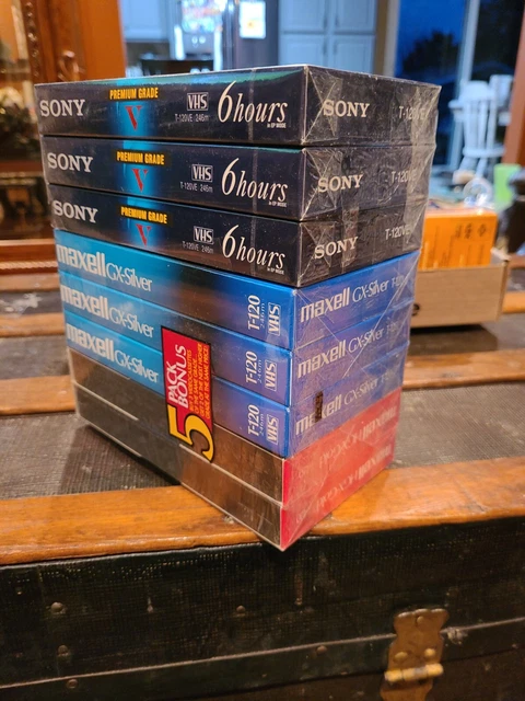 Lot Maxell VHS silver gold Tapes Sony T-120 Video Cassette 6 HR each NEW SEALED