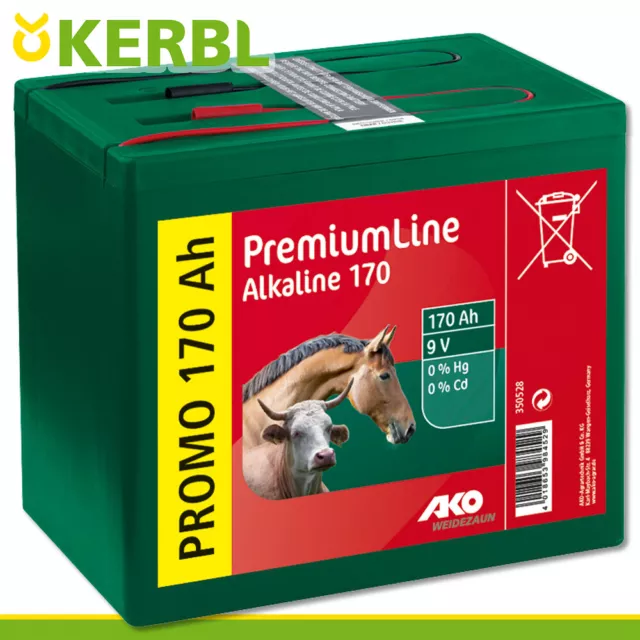 Kerbl Ako Alcalin Pile de Clôture 9V 170Ah Tension Schutz Vaches Chevaux Mouton