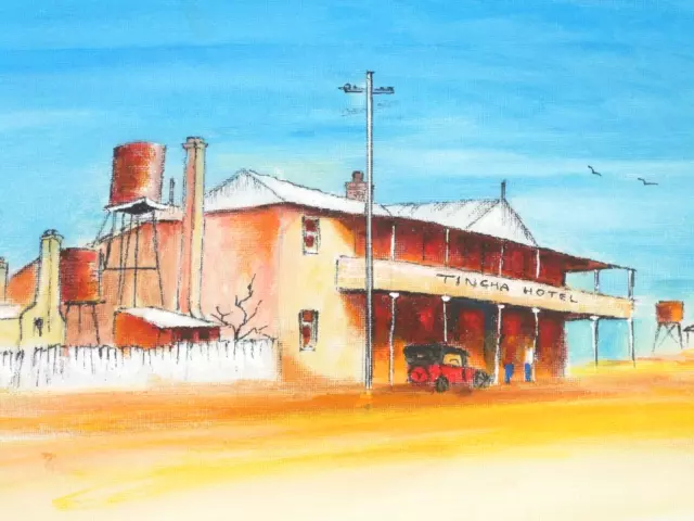 Tingha Hotel NSW by Harry Barden 2019 Orignial Painting Signed Unframed 40x30cm 3