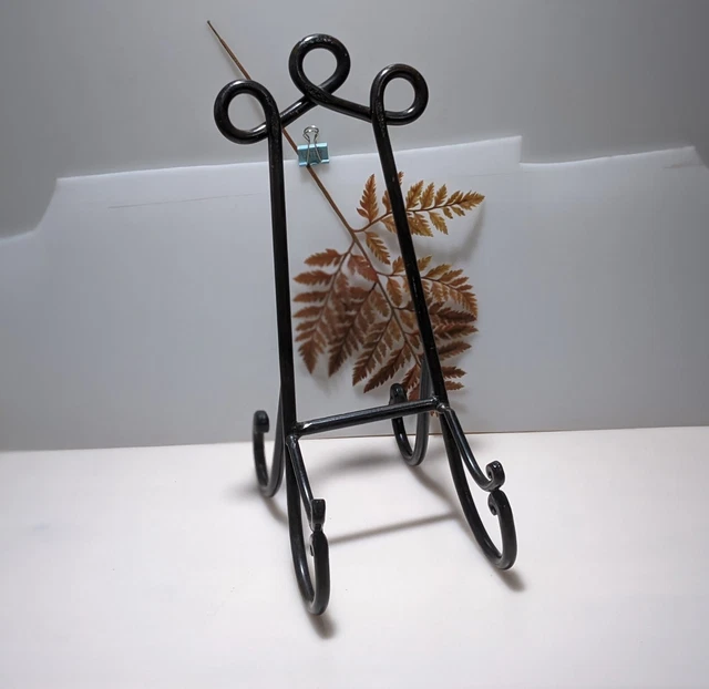 Wrought Iron Cookbook Stand Plate Stand rubbed oil bronze Scrolled 14.5” Tall