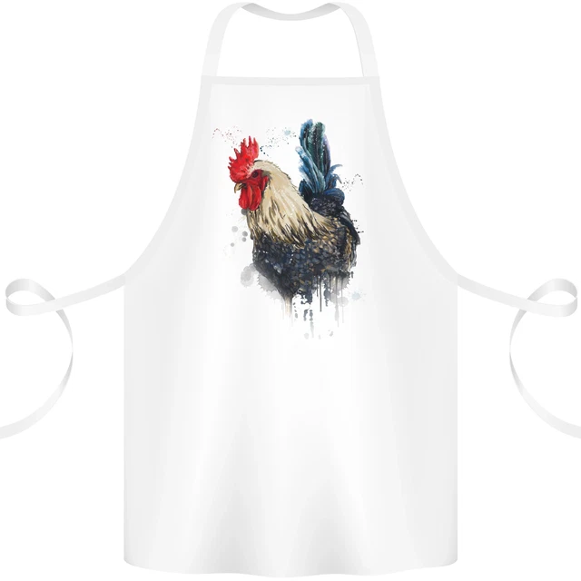 Un Pollo Acquerello Cotone Grembiule 100% Organico Di