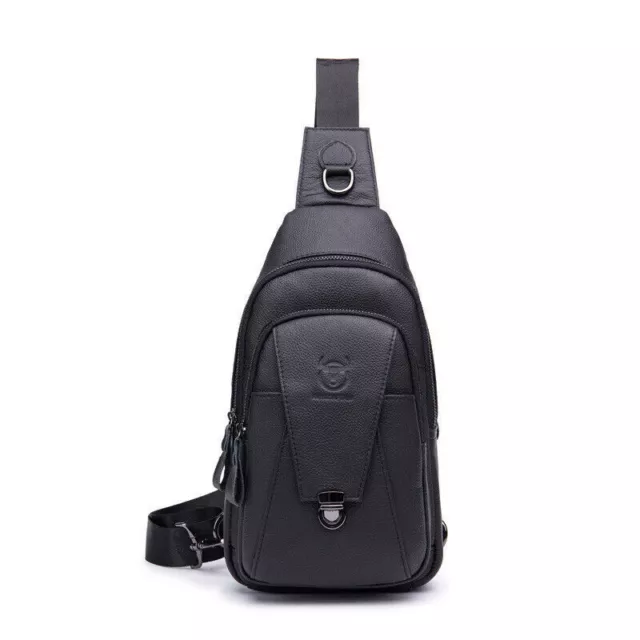Genuine Leather Crossbody Mens Chest Bag Shoulder Bag Sling Bag Travel Daypack L