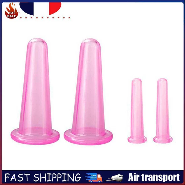 4Pcs Beauty Health Anti Cellulite Suction Cans for Body Neck Face (Pink)