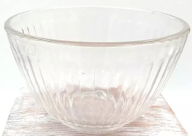 Tazón mezclador de vidrio transparente Pyrex 3 tazas 7401-S acanalado 5,5""x3,5"" vintage MCM EE. UU.