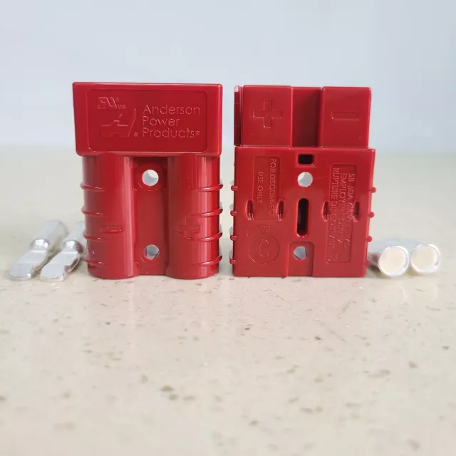 Genuine Anderson SB50 Connector Plug Kit, Red 2 Casings With 4 Terminals /6 AWG