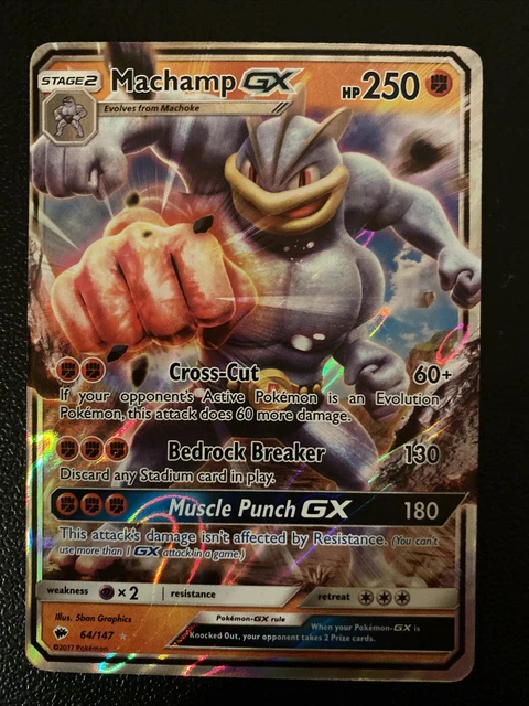 Machamp GX 64/147 Burning Shadows Ultra Rare Pokémon Card, Half Art, Mint