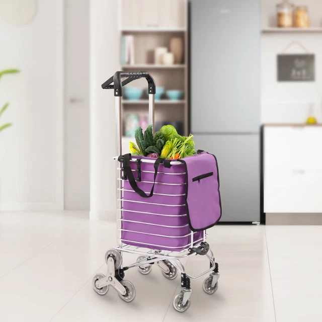 35L Stair Climbing Cart 8 Wheels Folding Grocery Laundry Shopping Handcart Cart