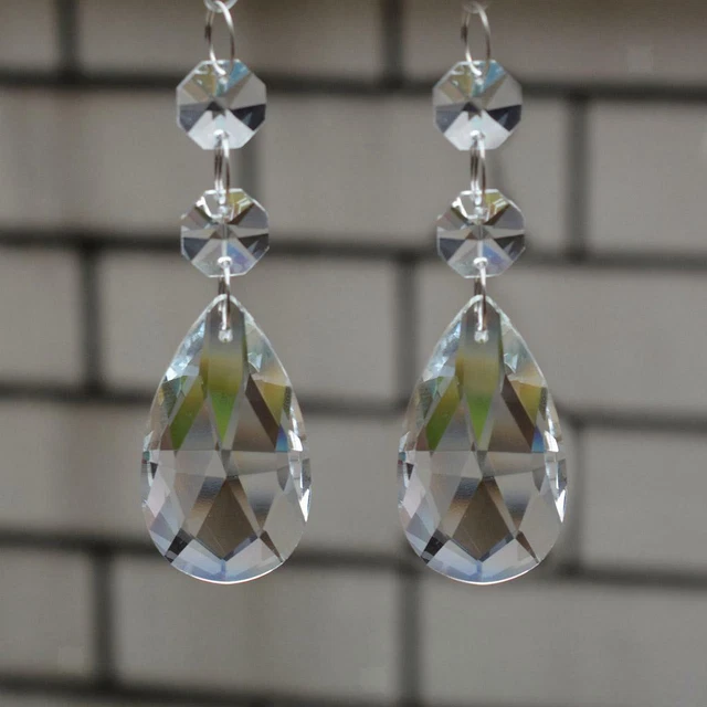 50 Prismes Cristal Pour Lustre - Forme Carrée - 2 Trous - Taille 14 à 30mm - Décor Lumineux
