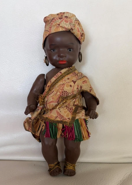 POUPÉE ANCIENNE TÊTE BISCUIT - BÉBÉ CARACTÈRE NOIR HEUBACH