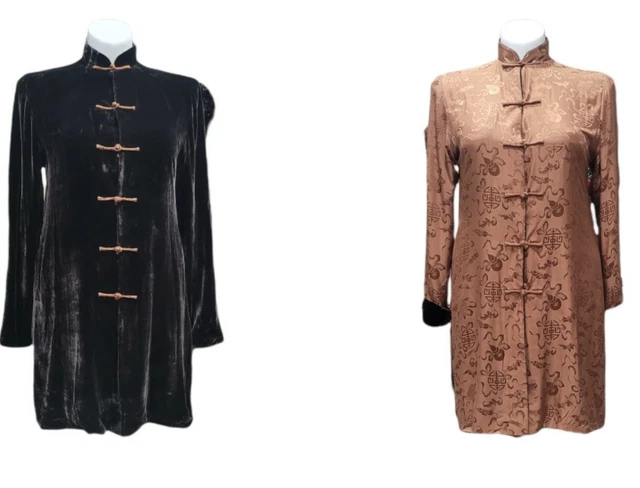 Reversible Asian Satin Brocade Jacket in Seaweed Green and Almond Brown