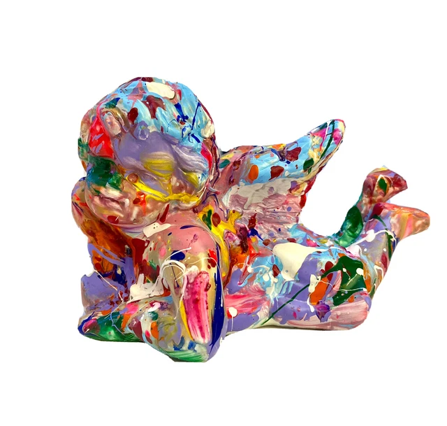 Statuetta Angioletto moderno dipinto a mano 15x10 Nuovo Arredamento Nuovo