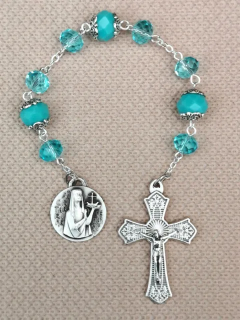 Saint Catherine Chaplet with blue facetted glass beads