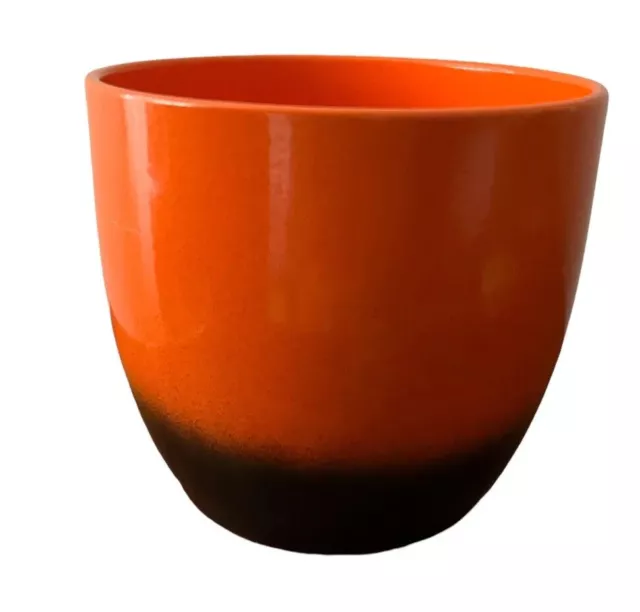 Ceramic Halloween Orange Black Fall Planter Made in Germany 5”