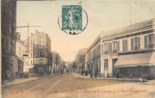 CPA 92 ASNIERES PLACE DE LA COMETE ET AVENUE D'ARGENTEUIL (not common shot)