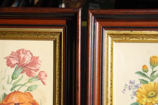 Matching PAIR Antique Eastlake Victorian Deep Well Gold Gilt Wood Picture Frame