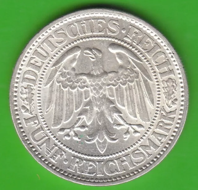 5 Reichsmark 1927 A Eichbaum besser als vz sehr hübsch nswleipzig 2