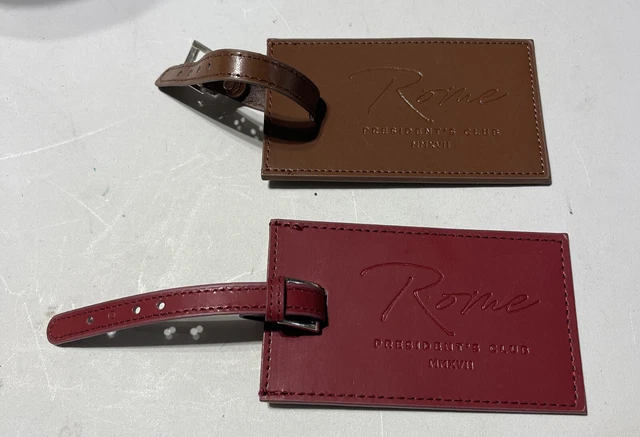 Lot Of 2 Luggage Tag Leeman Ilani Cowhide Buckle Strap Rome President’s Club
