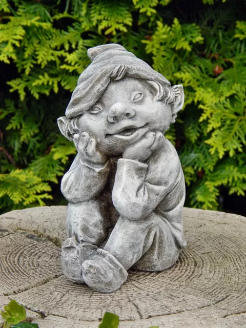 massiver Wichtel Troll  - Gnome Gartenwichtel Gartenfigur Steinfigur