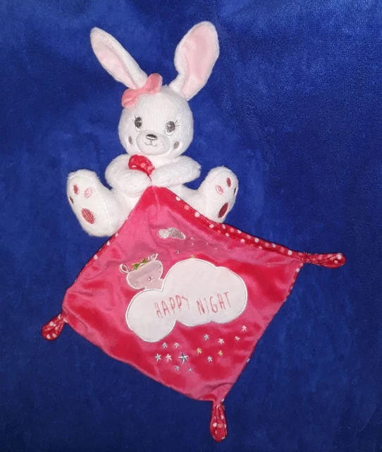 Peluche Doudou Lapin SIMBA NICOTOY Mouchoir Rose Happy Night en TTBE