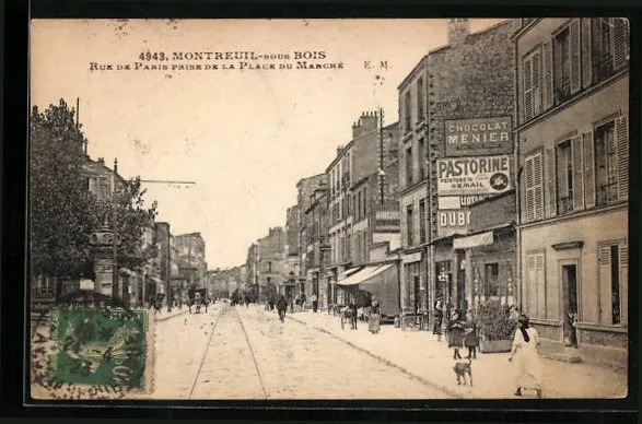 CPA Montreuil-sous-Bois, Rue de Paris prise de la Place du Marché 1923