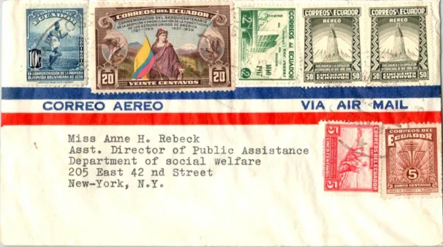 Ecuador 5c Communications Symbols and 5c Farmer Plowing Postal Tax, 10c Runner 1