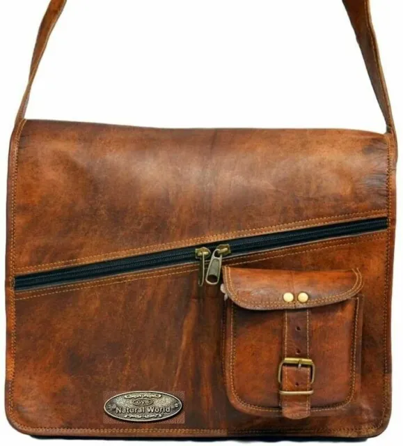 Leather Messenger Laptop Briefcase Satchel Women Men Bag Genuine Vintage GVB